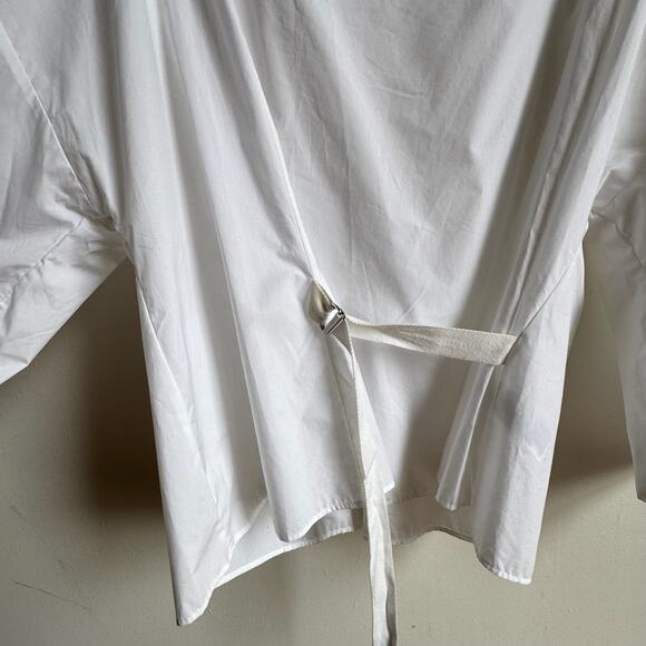 NWT BANANA REPUBLIC Reversible Cotton Poplin Cowl-neck Tie-waist Top White - Picture 5 of 10